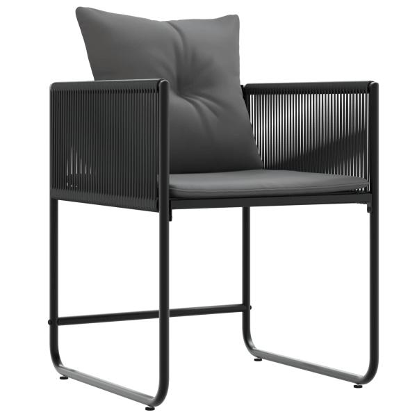 Garten Essgruppe 9 stk. Schwarz und Anthrazit Poly-Rattan
