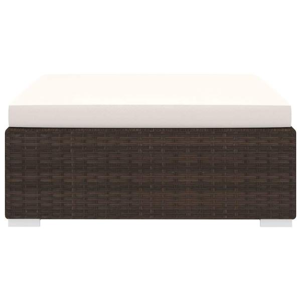 Modular-Fußhocker mit Kissen Poly Rattan Braun