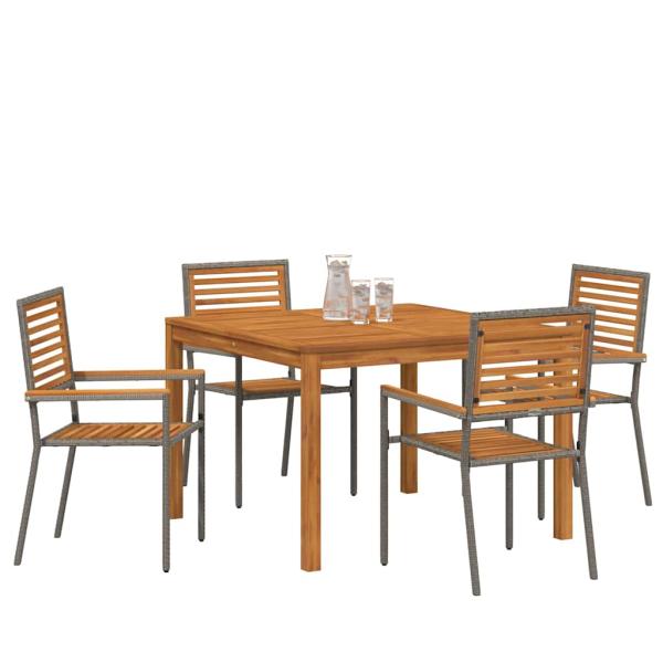 Garten Essgruppe 5 stk. Grau Massivholz Akazie