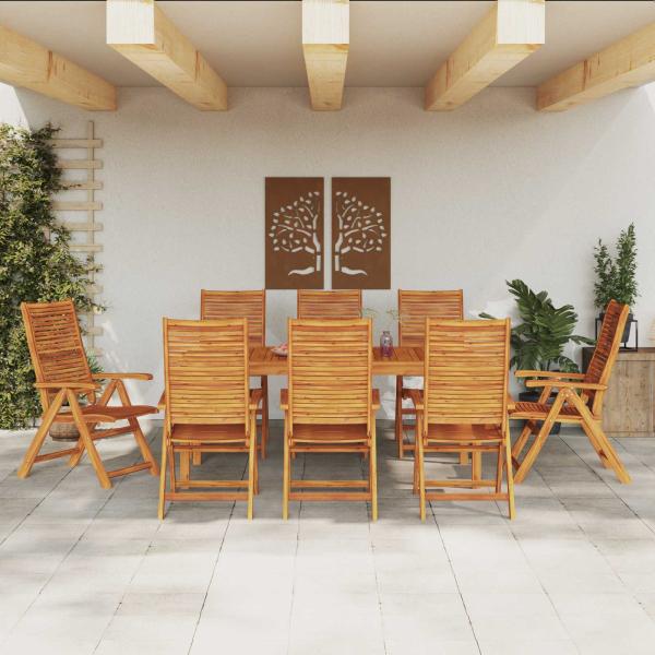 ARDEBO.de - Garten Essgruppe 9 pcs Braun Massivholz Akazie