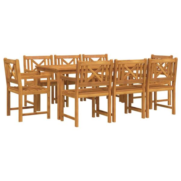 Garten Essgruppe 9 stk. Braun Massivholz Akazie
