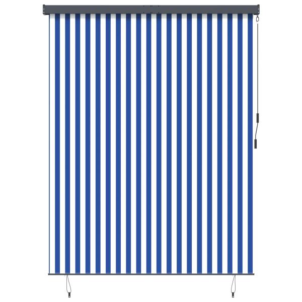 ARDEBO.de - Rollo Blau und Weiß 220 x 250 cm Stoff und Aluminium