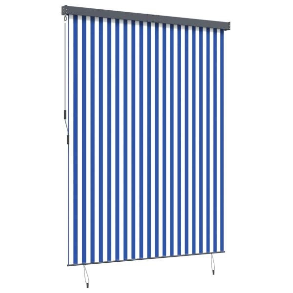 Rollo Blau und Weiß 220 x 250 cm Stoff und Aluminium