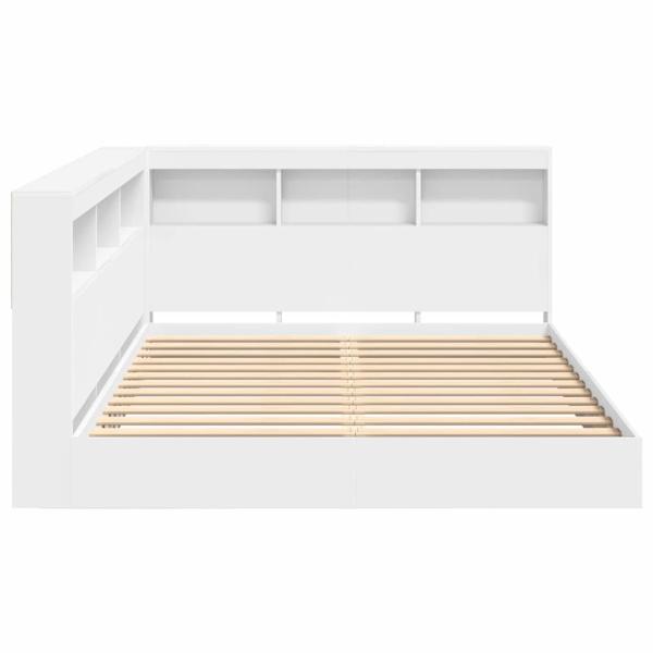 Bücherregal-Bett mit Kopfteil Weiß 150 x 200 cm Holzwerkstoff