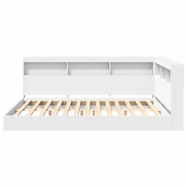 Bücherregal-Bett mit Kopfteil Weiß 150 x 200 cm Holzwerkstoff