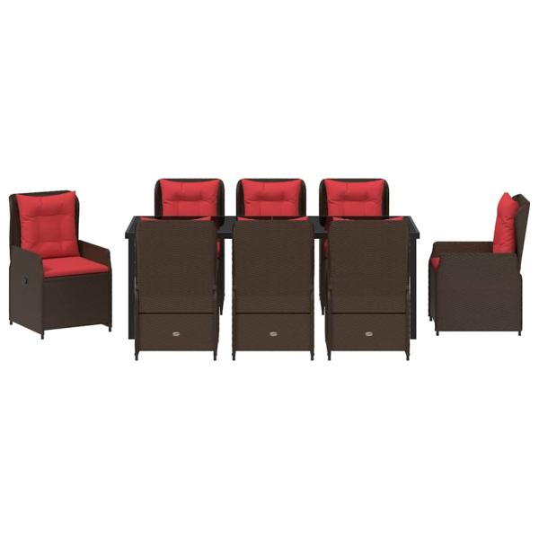 Garten Essgruppe 9 Stk. Braun Poly Rattan
