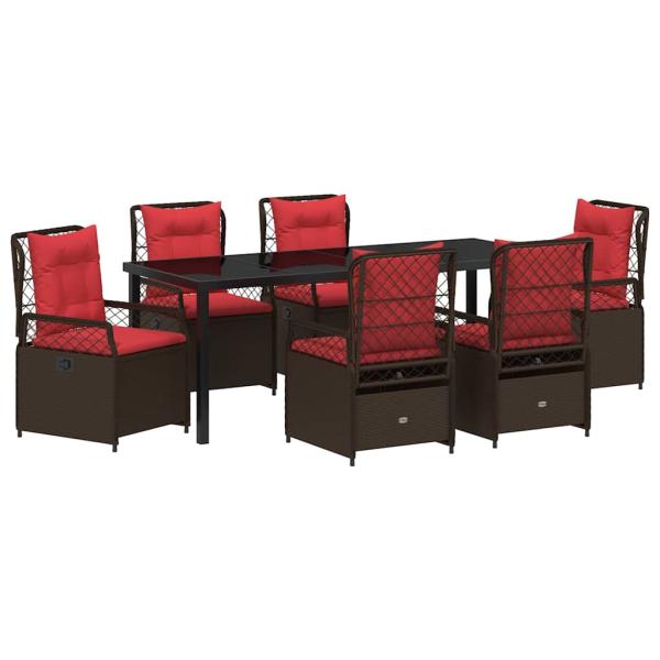 Garten Essgruppe 7 Stk. Braun Poly-Rattan