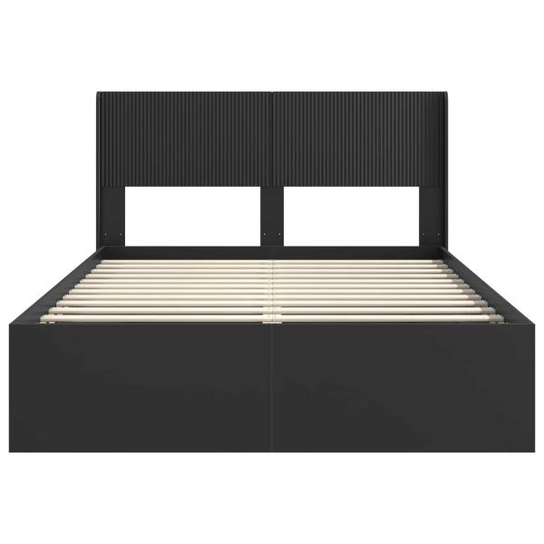 Bettgestell mit Stauraum und Kopfteil Schwarz 135 x 190 cm