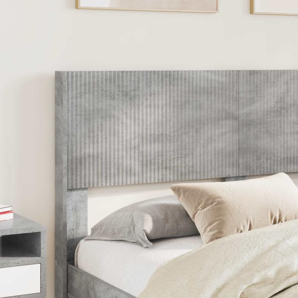 Bettgestell mit Stauraum und Kopfteil Betongrau 135 x 190 cm