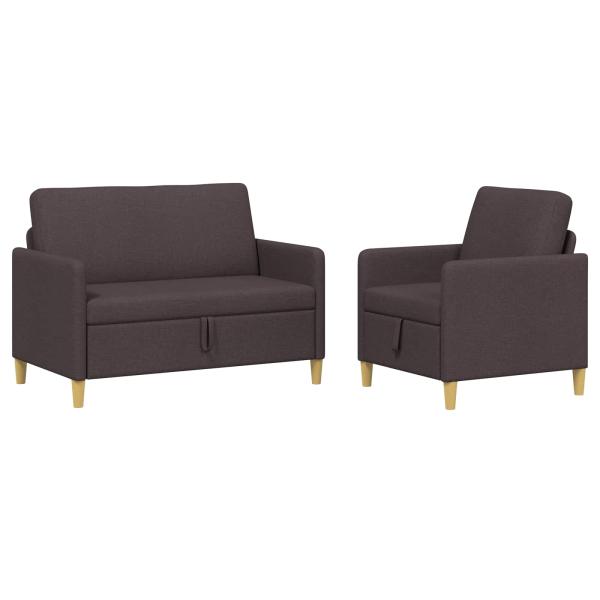 Sofa Set mit Stauraum 2 Stk. Dunkelbraun Polyester