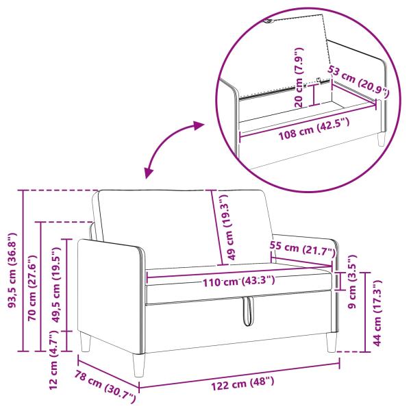 Sofa Set mit Stauraum 2 Stk. Dunkelbraun Polyester