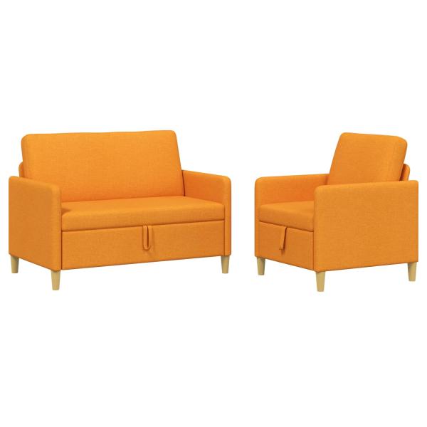 Sofa Set mit Stauraum 2 stk. Dunkelgelb Polyester