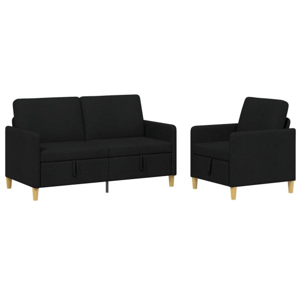 Sofa Set mit Stauraum 2 stk. Schwarz Polyester