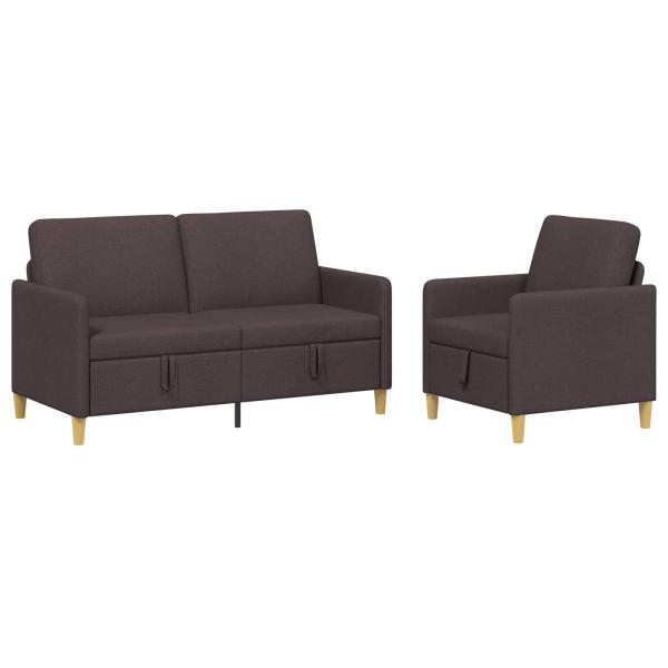 Sofa Set mit Stauraum 2 stk. Dunkelbraun Polyester