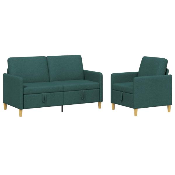 Sofa Set mit Stauraum 2 stk. Dunkelgrün Polyester