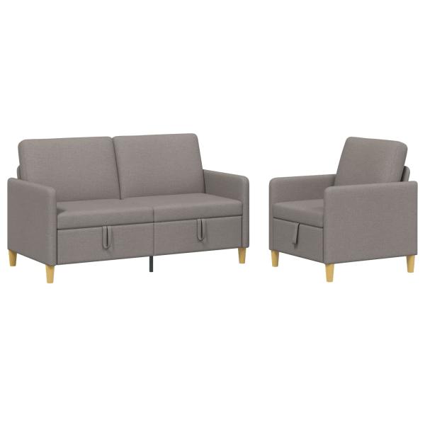 Sofa Set mit Stauraum 2 stk. Taupe Polyester