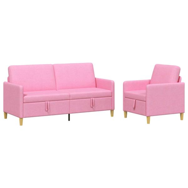 Sofa Set mit Stauraum 2 Stk. Rosa Polyester