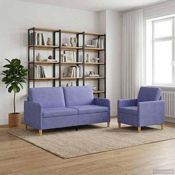 ARDEBO.de - Sofa Set mit Stauraum 2 stk. Jeans blau Polyester