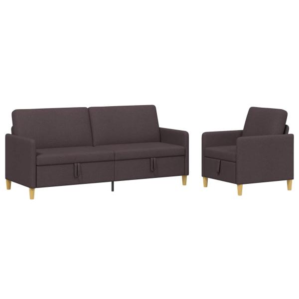 Sofa Set mit Stauraum 2 stk. Dunkelbraun Polyester