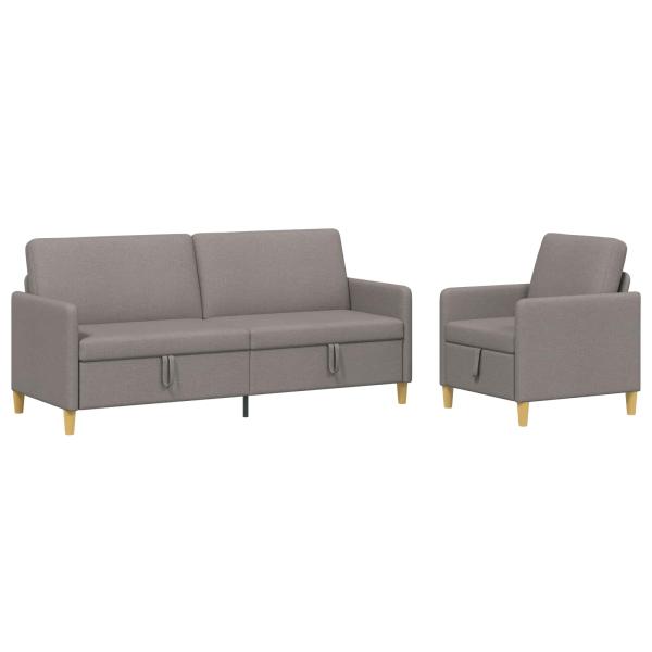 Sofa Set mit Stauraum 2 stk. Taupe Polyester