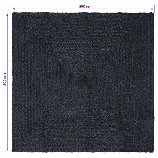 Bereichsteppiche Quadratisch Dunkelgrau 200 x 200 cm Jute