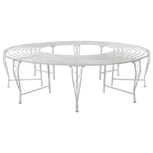 ARDEBO.de - Baumbank 8-Sitzanzahl Ø 160 x 44 cm Stahl Antik Weiß Rund