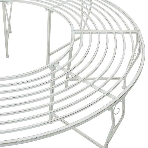 Baumbank 8-Sitzanzahl Ø 160 x 44 cm Stahl Antik Weiß Rund