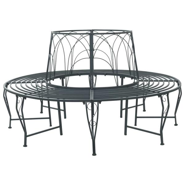 ARDEBO.de - Baumbank 8-Sitzanzahl Ø 160 x 89 cm Stahl Silber Grau Rund