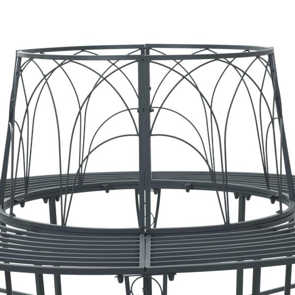Baumbank 8-Sitzanzahl Ø 160 x 89 cm Stahl Silber Grau Rund