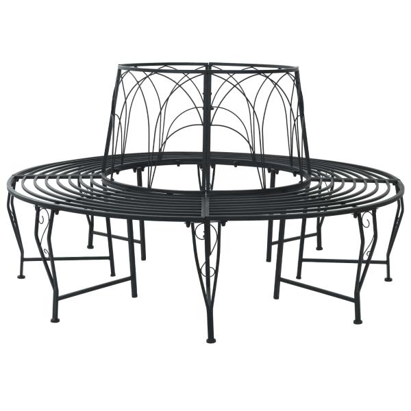 ARDEBO.de - Baumbank 8-Sitzanzahl Ø 160 x 89 cm Stahl Schwarz Rund