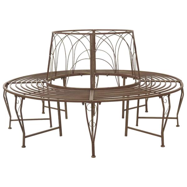 ARDEBO.de - Baumbank 8-Sitzanzahl Ø 160 x 89 cm Stahl Antikbraun Rund