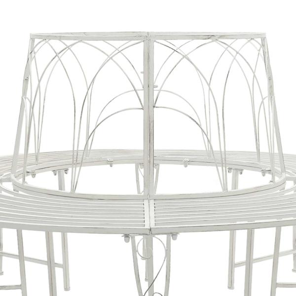 Baumbank 8-Sitzanzahl Ø 160 x 89 cm Stahl Antik Weiß Rund