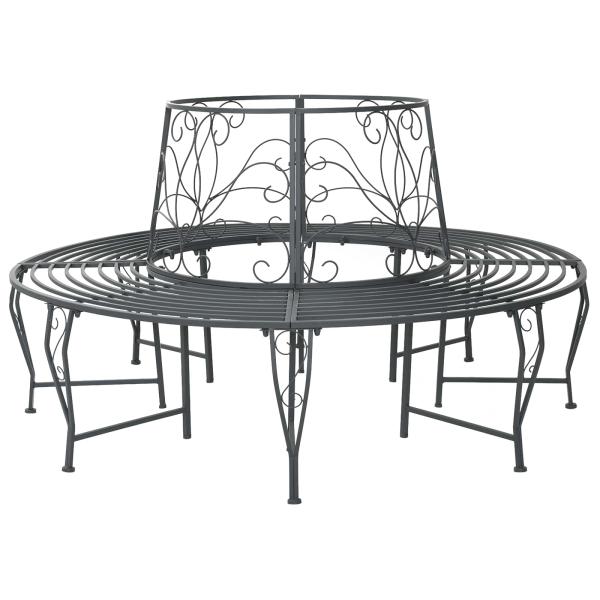 ARDEBO.de - Baumbank 8-Sitzanzahl Ø 160 x 89 cm Stahl Silber Grau Rund