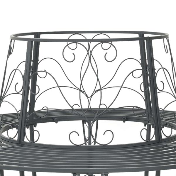 Baumbank 8-Sitzanzahl Ø 160 x 89 cm Stahl Silber Grau Rund