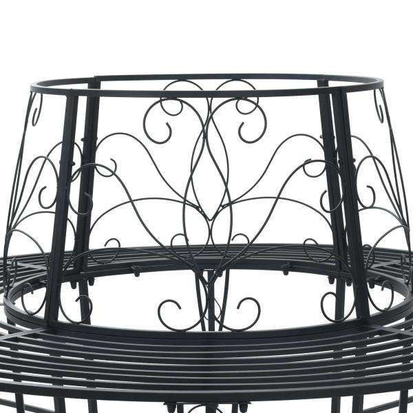 Baumbank 8 -Sitzer Ø 160 x 89 cm steel Schwarz Rund