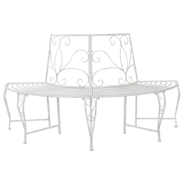 ARDEBO.de - Baumbank 4-Sitzanzahl 160 x 80 x 89 cm Stahl Antik Weiß