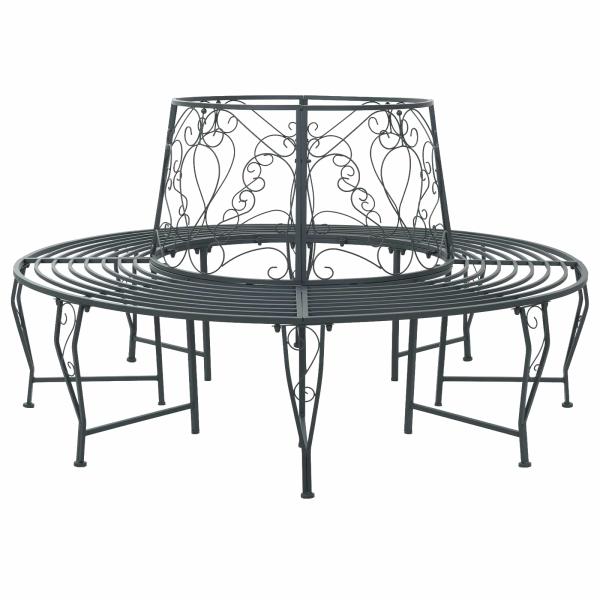 ARDEBO.de - Baumbank 8-Sitzanzahl Ø 160 x 89 cm Stahl Silber Grau Rund