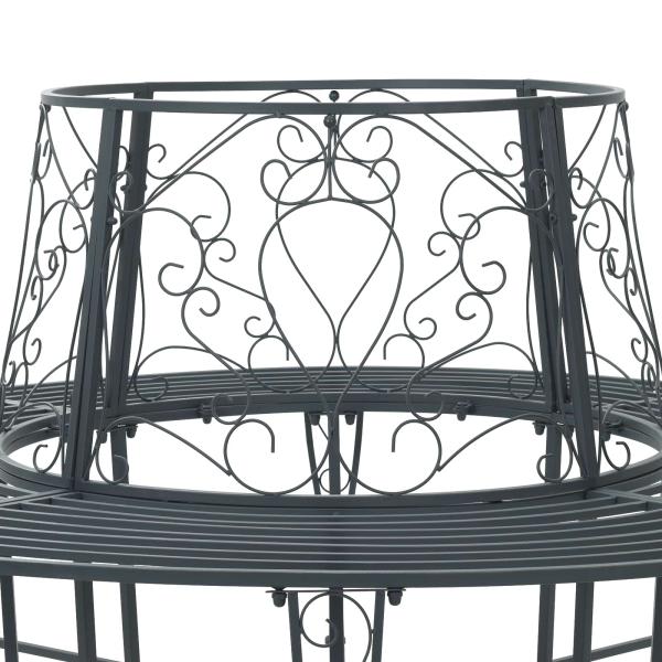 Baumbank 8-Sitzanzahl Ø 160 x 89 cm Stahl Silber Grau Rund