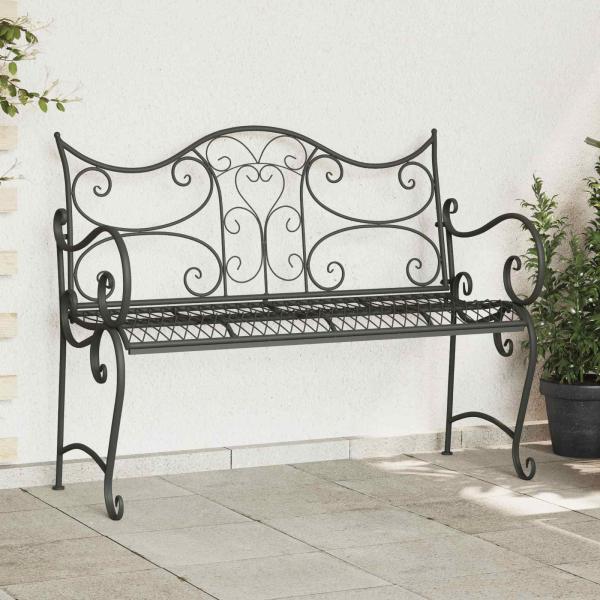 ARDEBO.de - Gartenbank 2-Sitzanzahl 114 x 56,5 x 90 cm Stahl Silber Grau