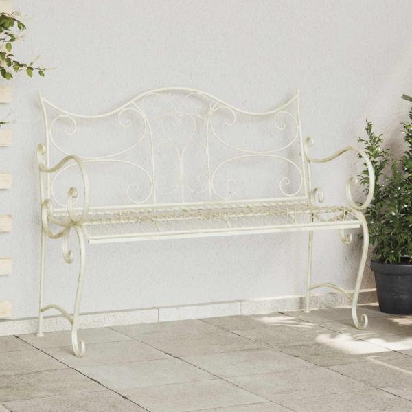 ARDEBO.de - Gartenbank 2-Sitzanzahl 114 x 56,5 x 90 cm Stahl Antik Weiß