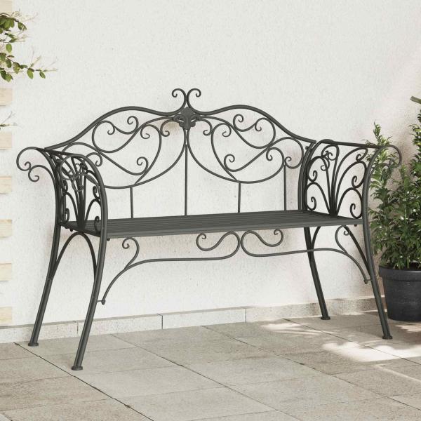 ARDEBO.de - Gartenbank 2-Sitzanzahl 130 x 47 x 90 cm Stahl Silber Grau