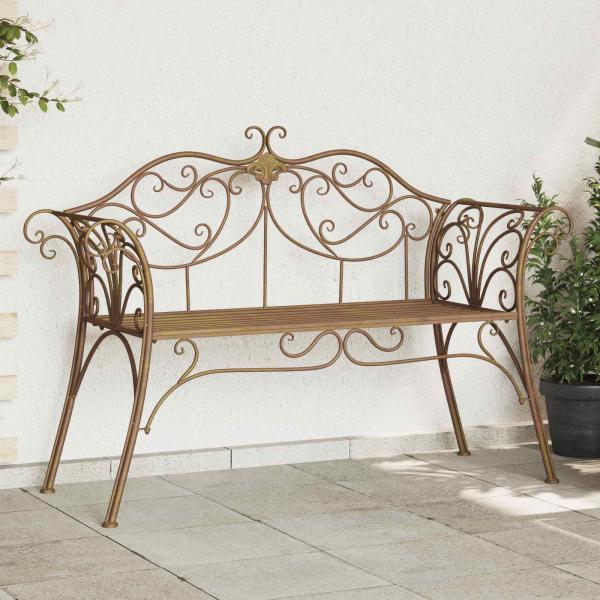 ARDEBO.de - Gartenbank 2-Sitzanzahl 130 x 47 x 90 cm Stahl Antikbraun