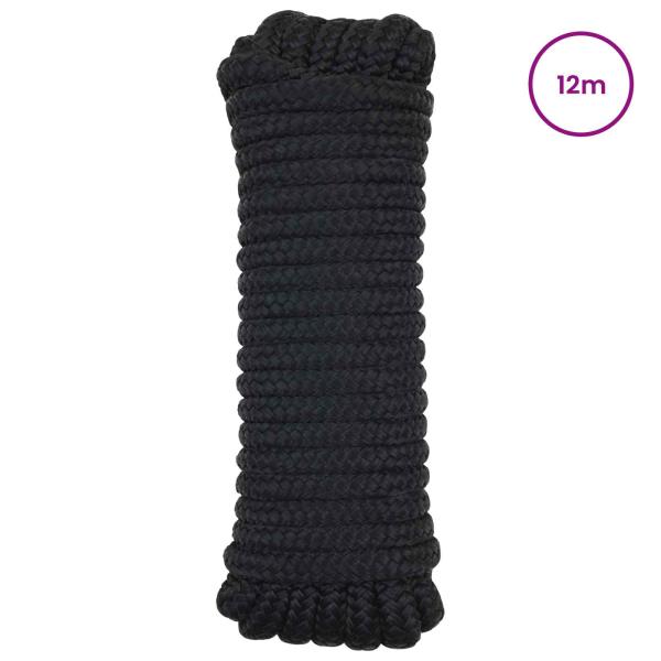 Bootsseil 12 mm 12 m Schwarz Polyester