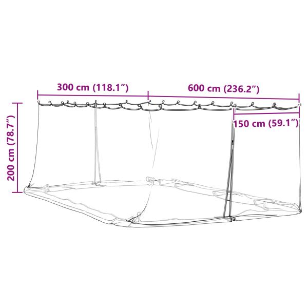 Moskito-Netz für Pavillon 220 Mesh Schwarz 6 x 3 x 2 m