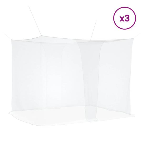 Moskito-Netz für das Bett 3 Stk. 156 Mesh Weiß Polyester