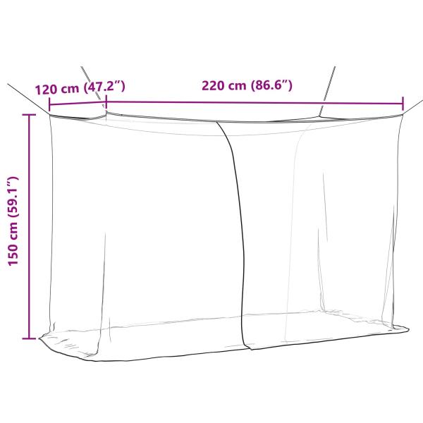 Moskito-Netz für das Bett 156 Mesh Schwarz 220 x 120 x 150 cm
