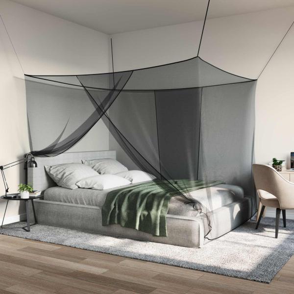 ARDEBO.de - Moskito-Netz für das Bett 156 Mesh Schwarz 220 x 150 x 180 cm