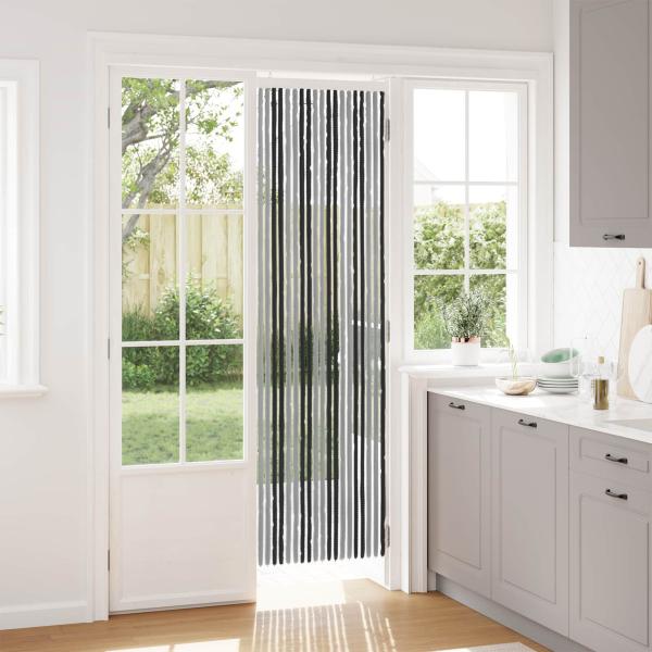 ARDEBO.de - Insektenschutzvorhang Chenille Grau und Schwarz 56 x 200 cm