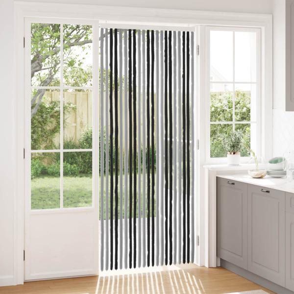 ARDEBO.de - Insektenschutzvorhang Chenille Grau und Schwarz 90 x 220 cm