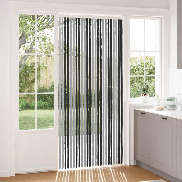 ARDEBO.de - Insektenschutzvorhang Chenille Grau und Schwarz 100 x 220 cm